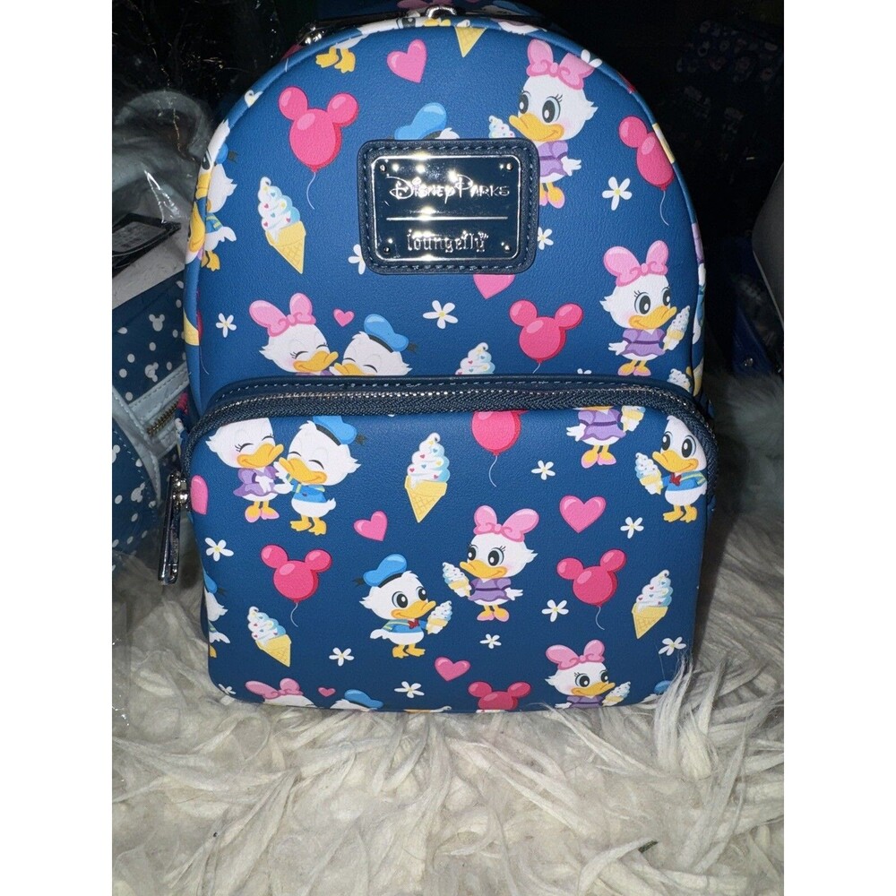 Disney Parks Donald Duck and Daisy Loungefly Mini Backpack Purse Wallet Love NWT
